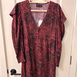 Hatch Red and Black Floral Midi Dress